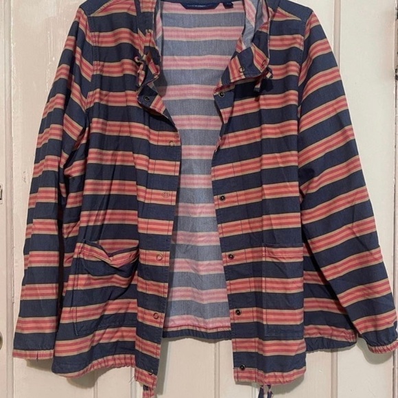 Isaac Mizrahi women’s Blue Stripe Hoodie Jacket‎ Size 1X Lightweight Jacket - Picture 2 of 12